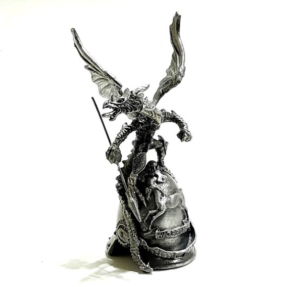 Pewter Warrior Dragon atop of Helmet w Spear Waterloo Horse - Picture 1 of 10